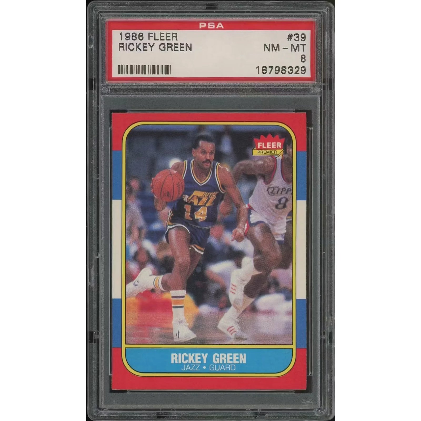 Rickey Green 1986-87 Fleer Basketball Card #39 | PSA 8 NM-MT