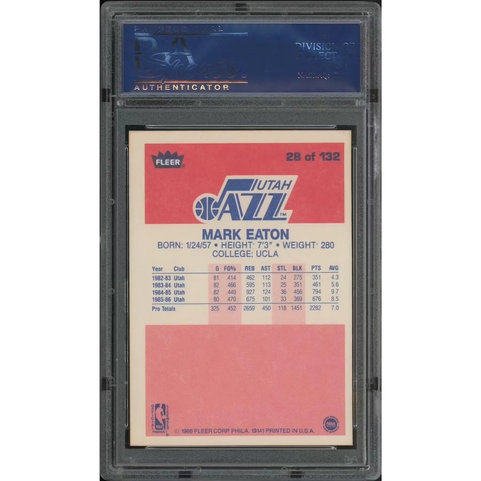 Mark Eaton 1986-87 Fleer Basketball Rookie Card #28 | PSA 8 NM-MT