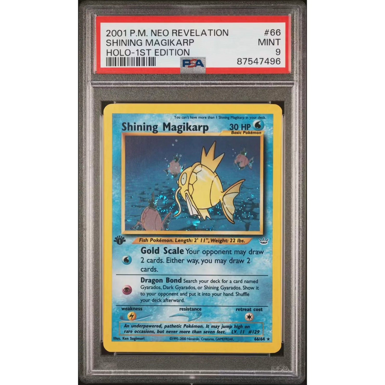 2001 Pokemon Neo Revelation Shining Magikarp Holo 1st Edition #66 | PSA 9