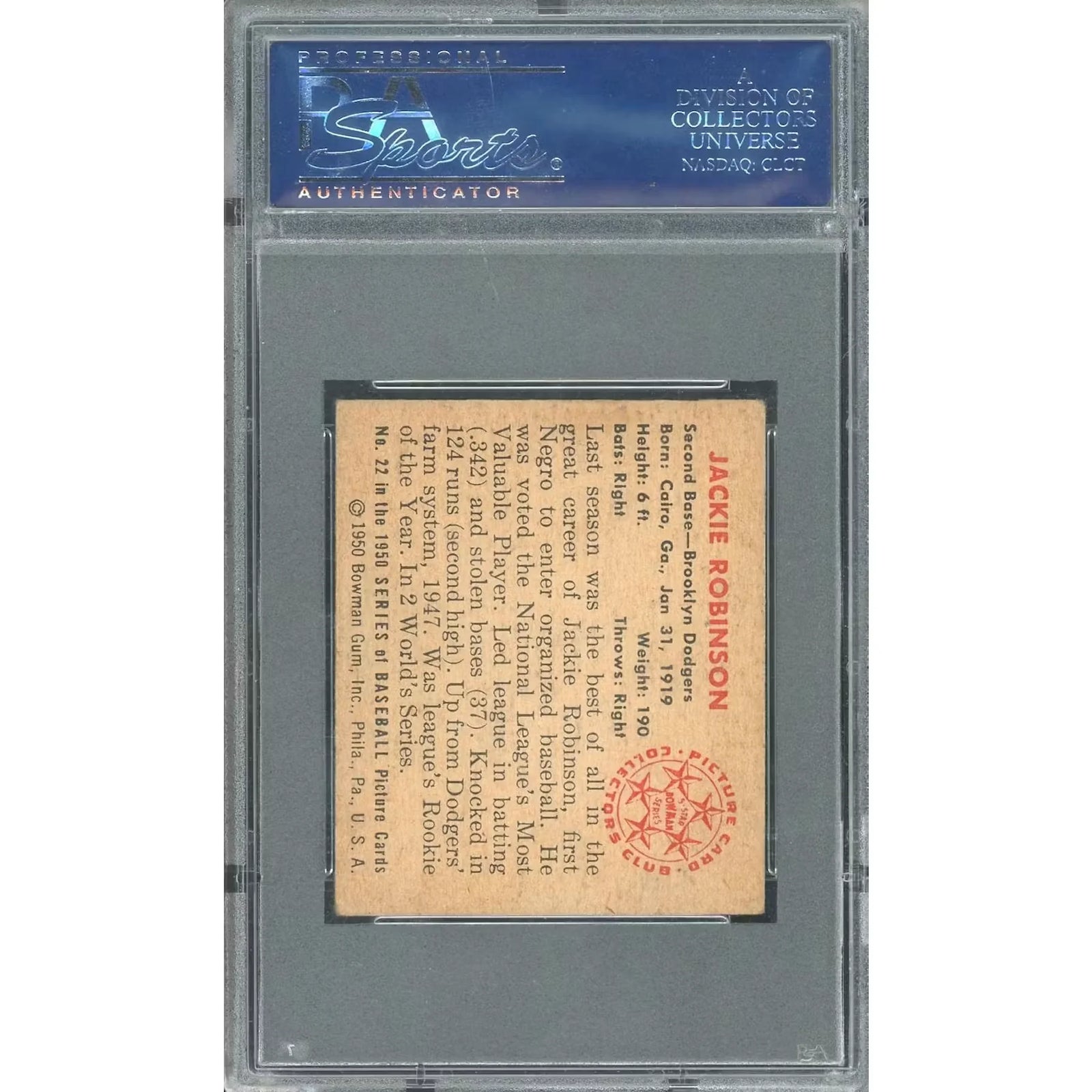 Jackie Robinson 1950 Bowman #22 Card | PSA 4.5