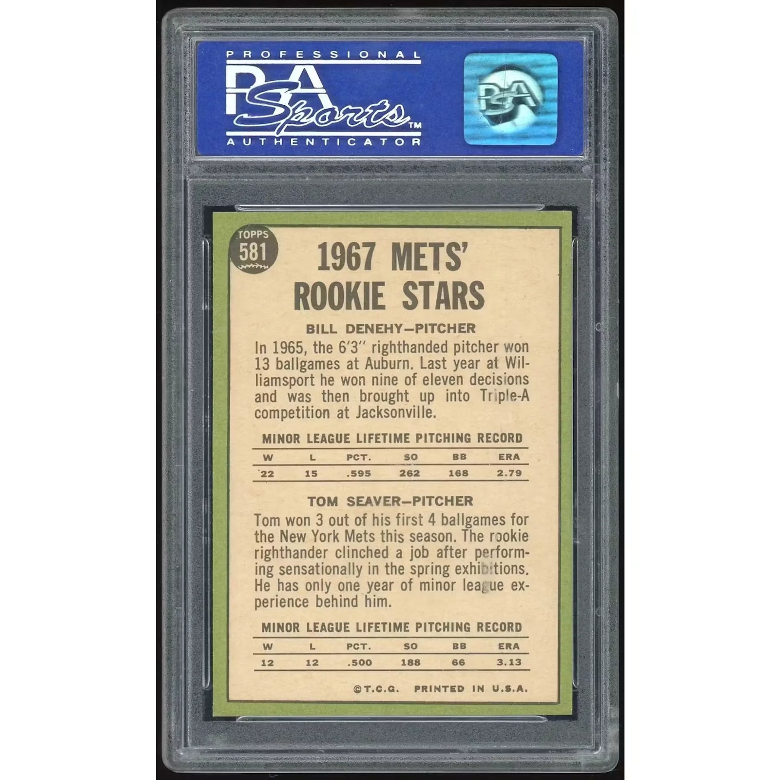 Tom Seaver 1967 Topps #581 Rookie Card | PSA 7