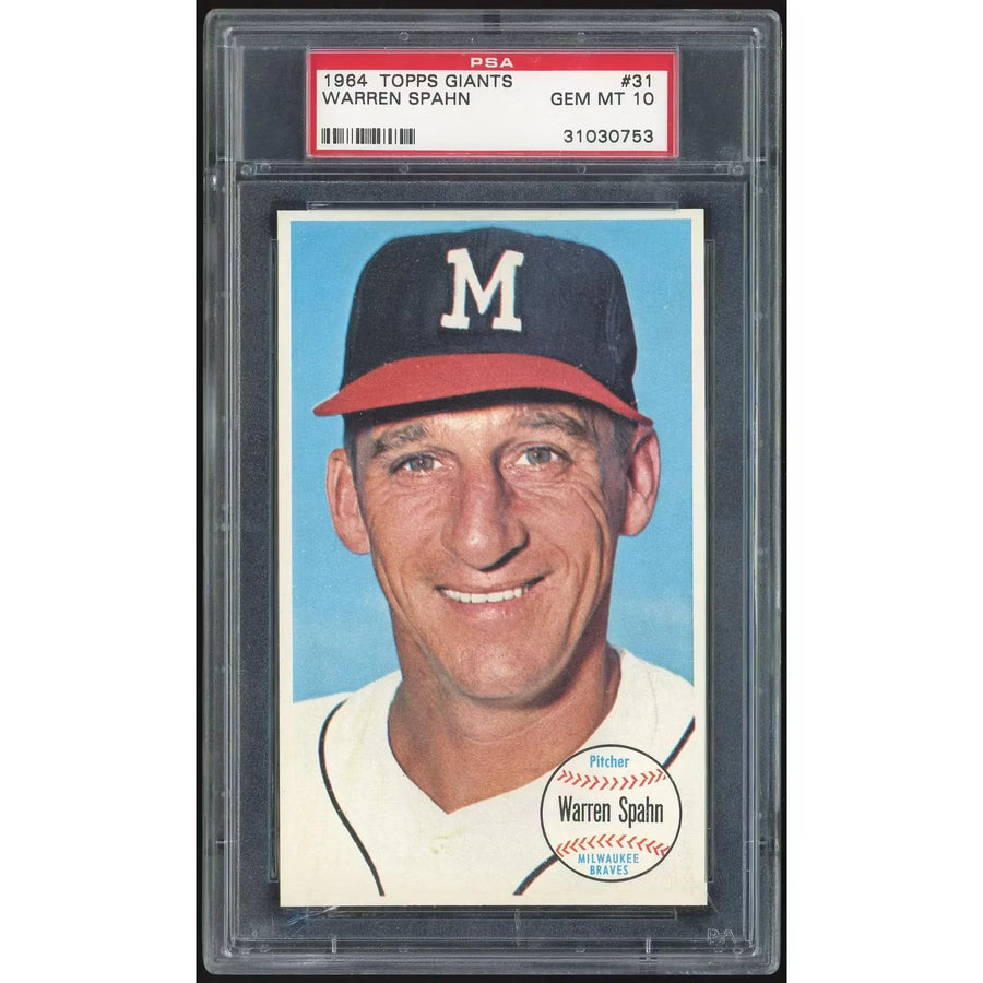 Warren Spahn 1964 Topps Giants #31 Card | PSA 10