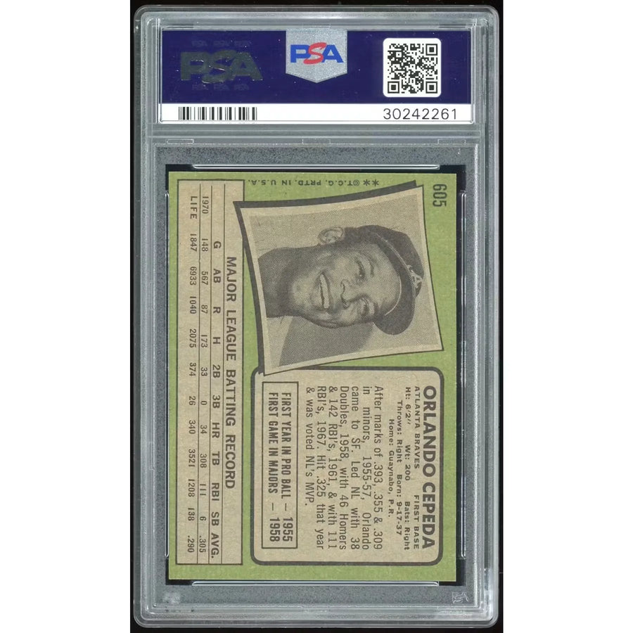 1971 Topps #605 Orlando Cepeda Baseball Card | PSA 9