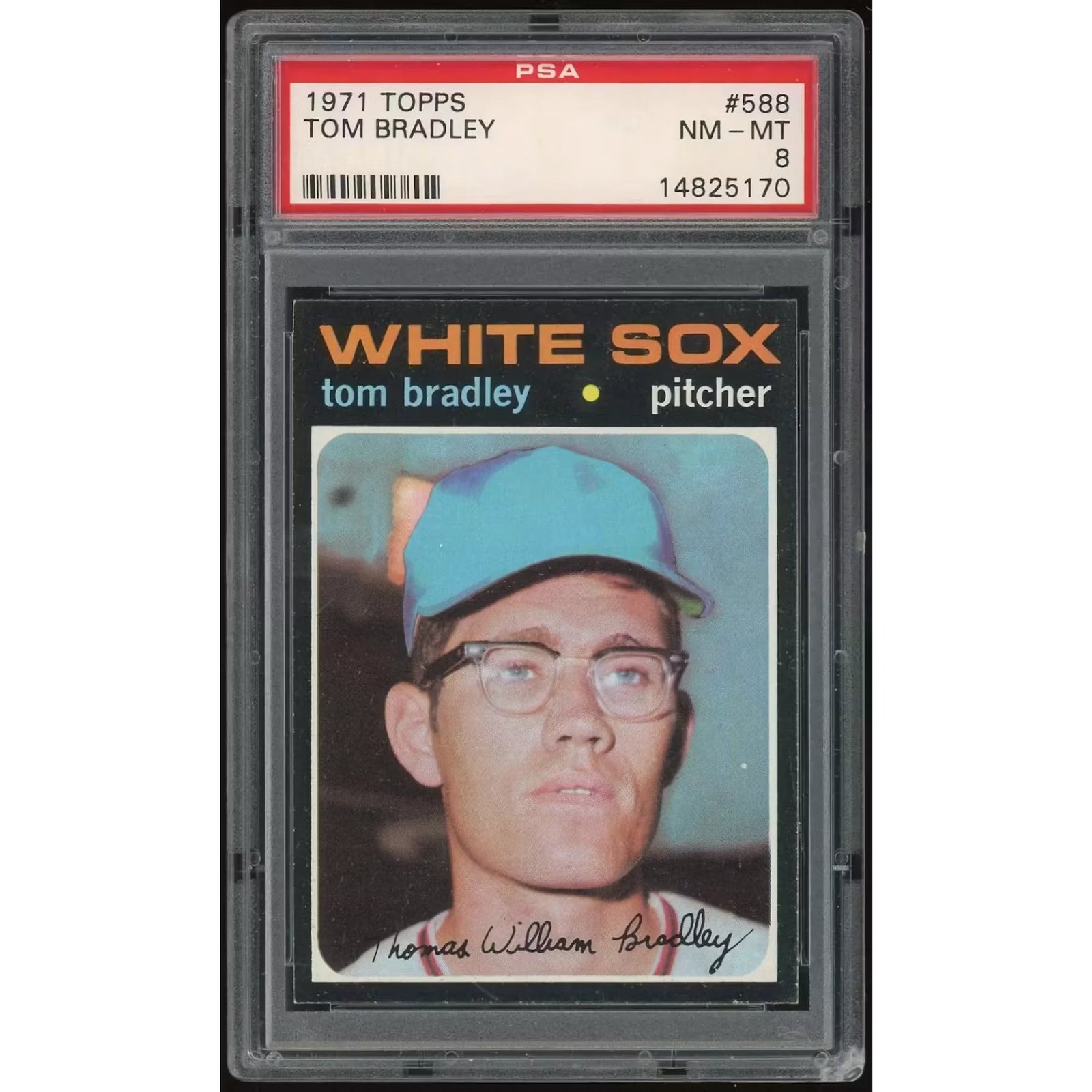 1971 Topps #588 Tom Bradley Rookie Card | PSA 8