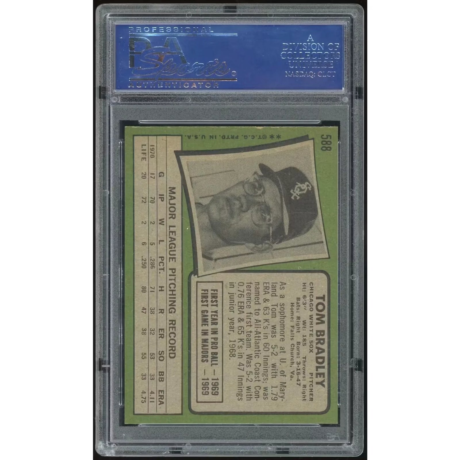 1971 Topps #588 Tom Bradley Rookie Card | PSA 8