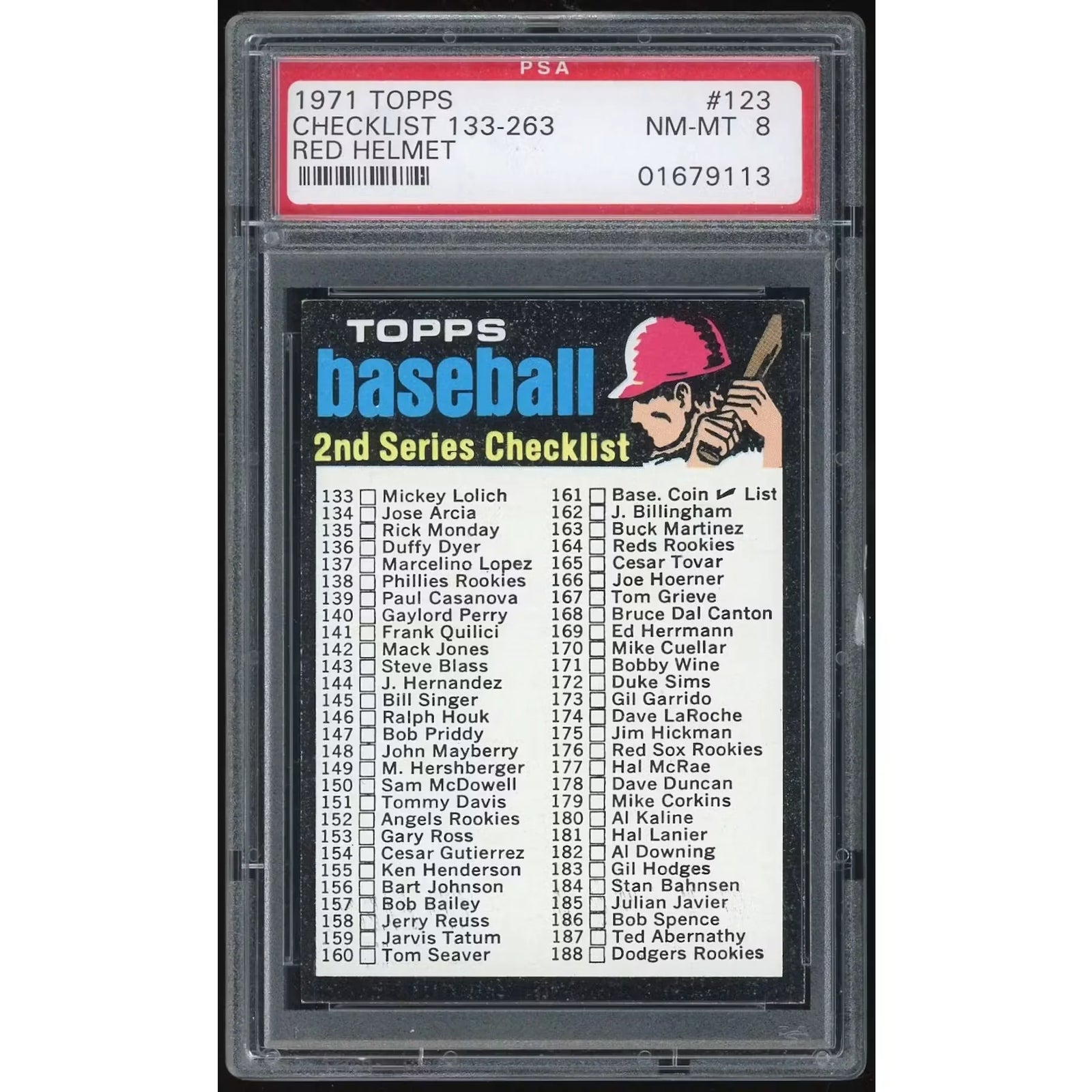 1971 Topps #123 Checklist 133-263 | PSA 8