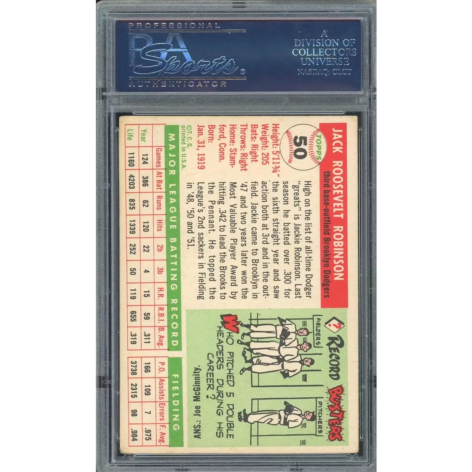 Jackie Robinson 1955 Topps #50 Baseball Card | PSA 4