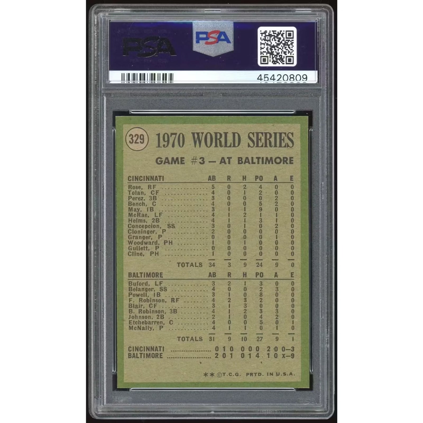 1971 Topps #329 World Series Game 3 | PSA 9