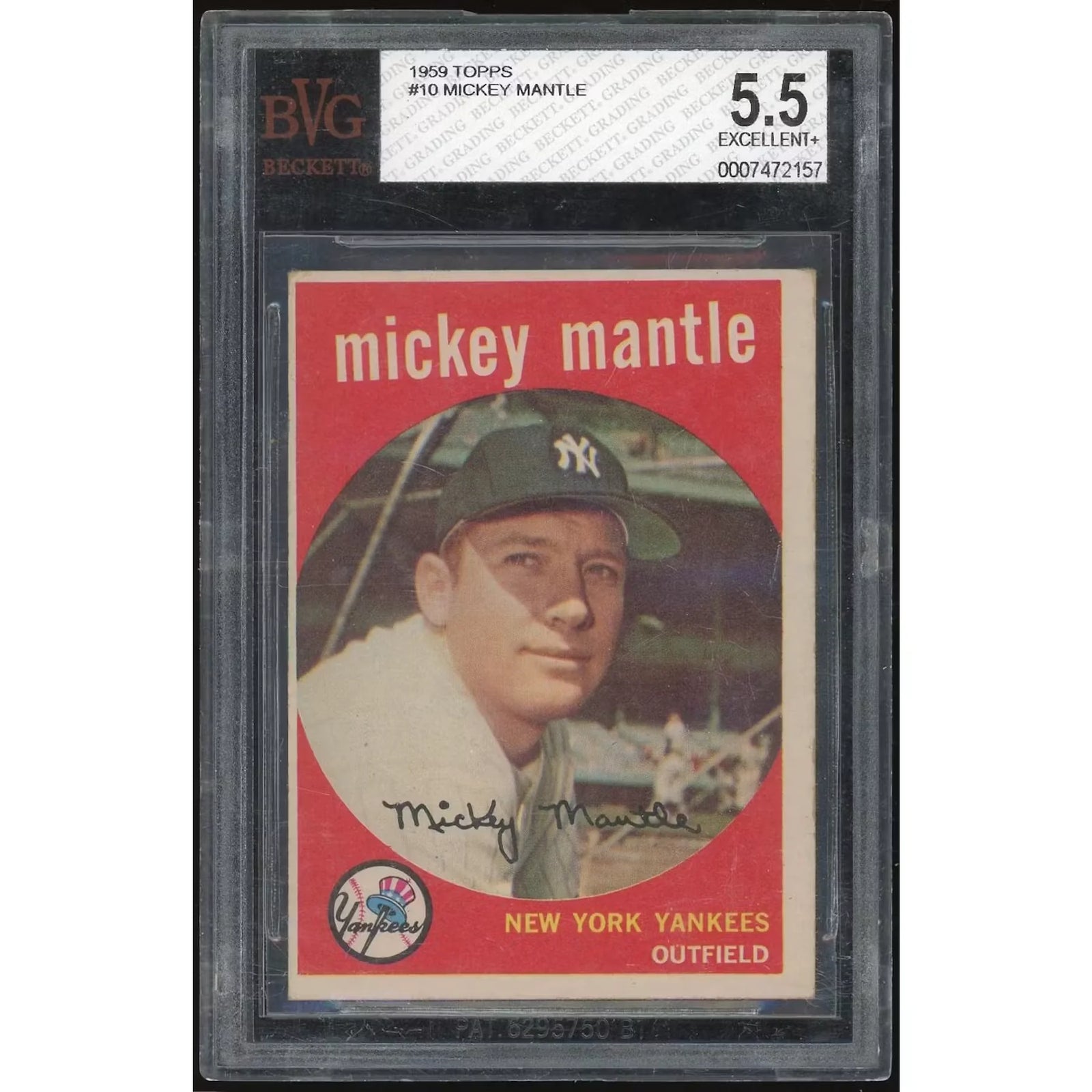 Mickey Mantle 1959 Topps #10 Trading Card | BVG 5.5