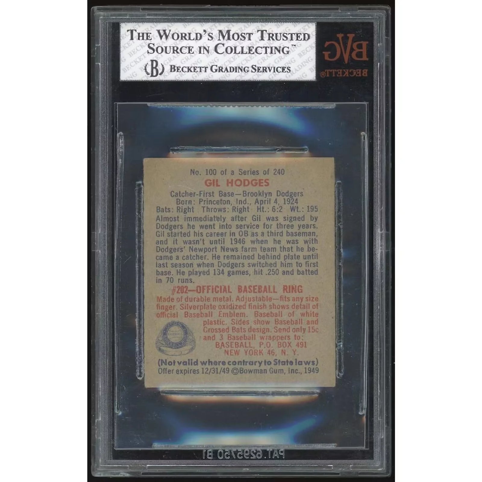 1949 Bowman #100 Gil Hodges | BVG 7