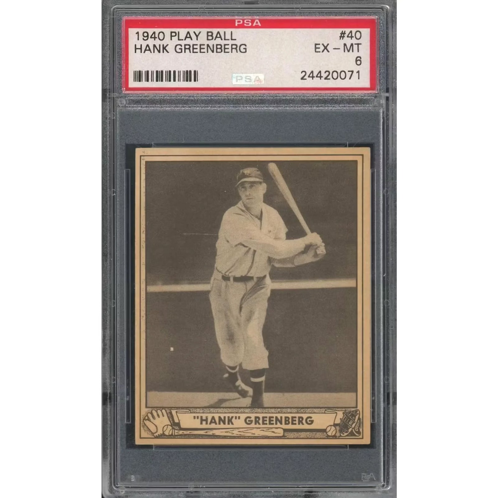 Hank Greenberg 1940 Play Ball #40 Card | PSA 6