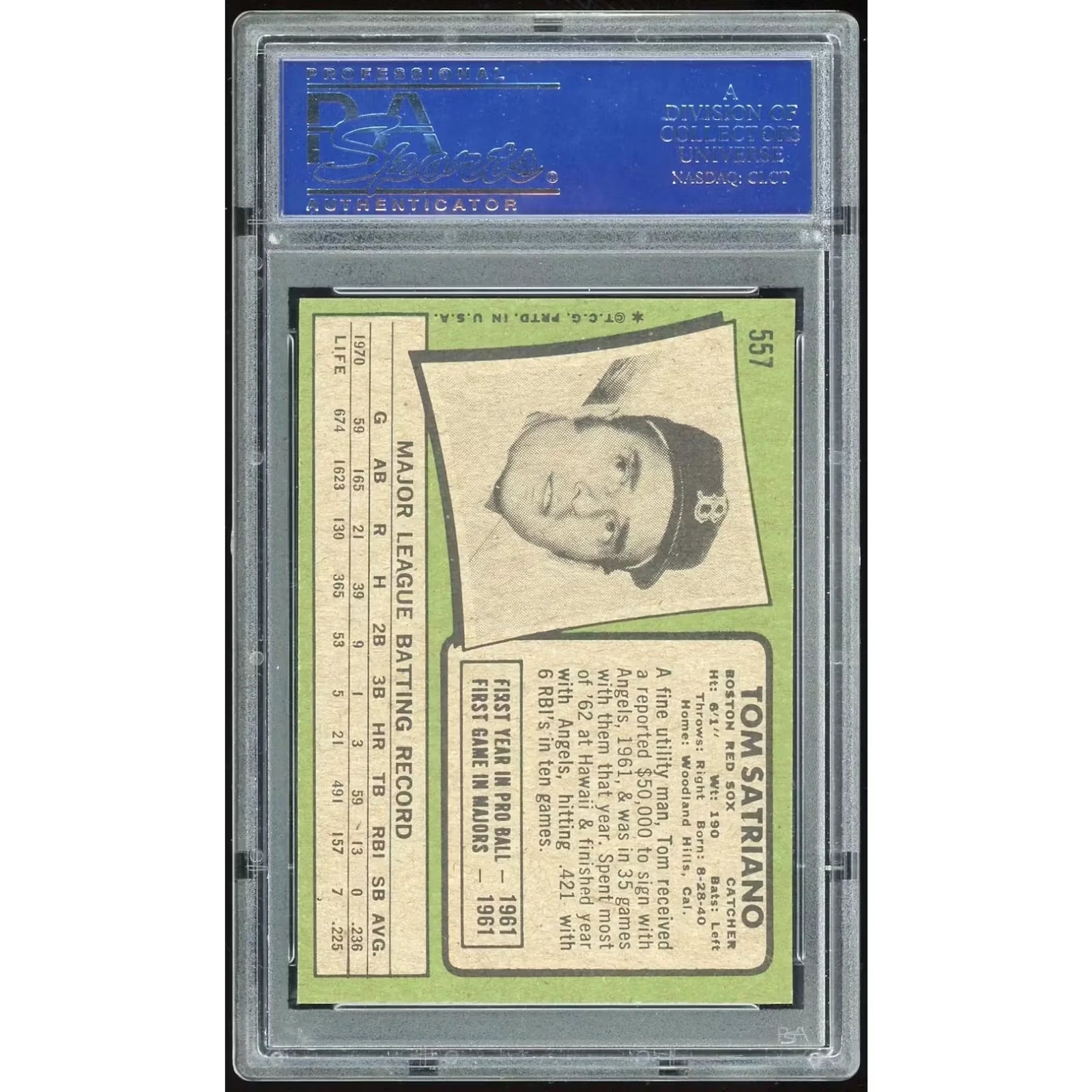 Tom Satriano 1971 Topps #557 Baseball Card | PSA 8