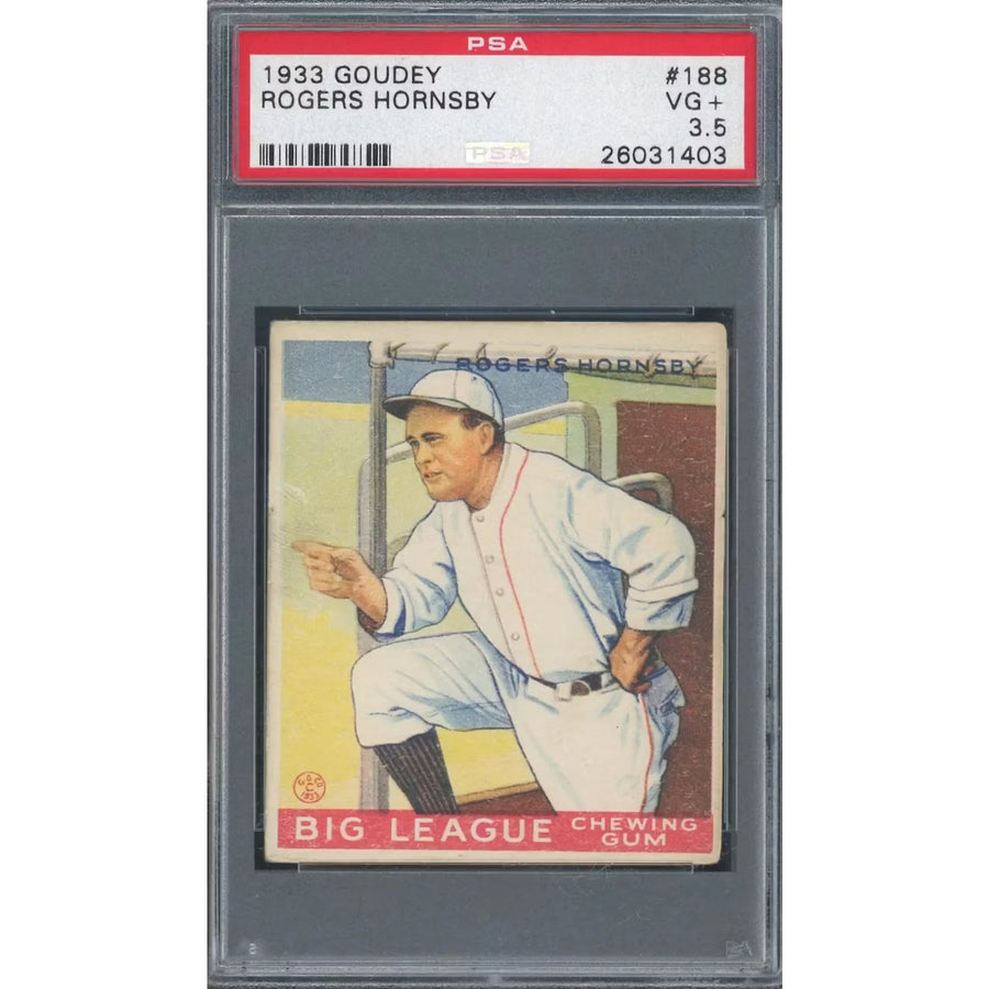 Rogers Hornsby 1933 Goudey Card #188 | PSA 3.5