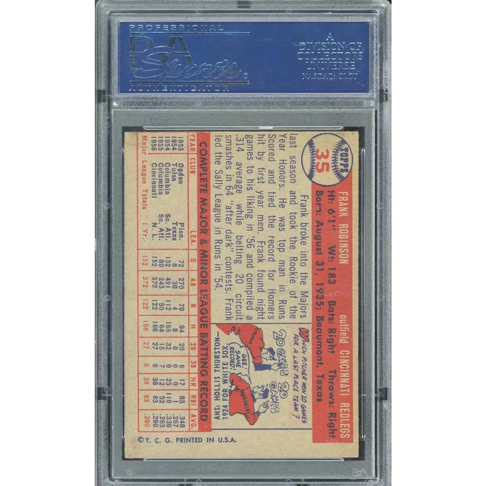 Frank Robinson 1957 Topps #35 Rookie Card | PSA 6