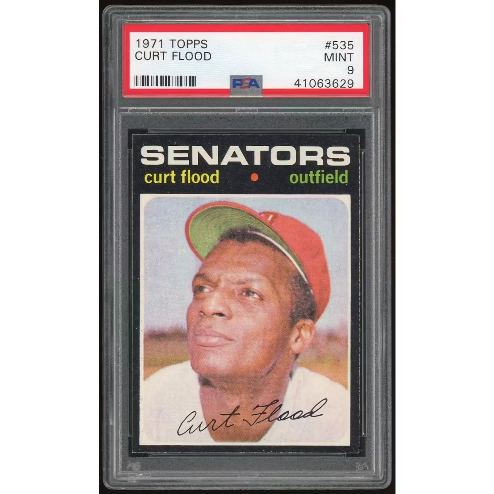 Curt Flood 1971 Topps #535 Baseball Card | PSA 9
