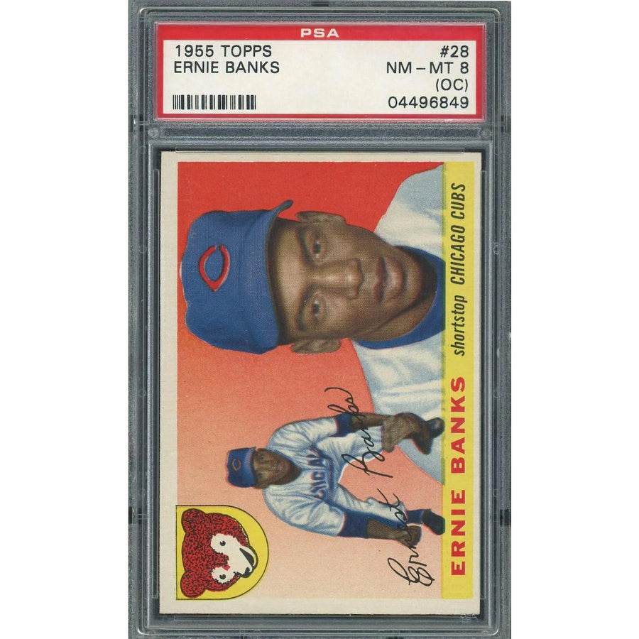 Ernie Banks 1955 Topps #28 Baseball Card | PSA 8 OC