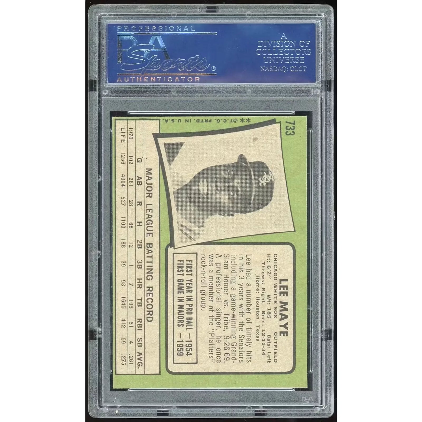 1971 Topps #733 Lee Maye Baseball Card | PSA 8