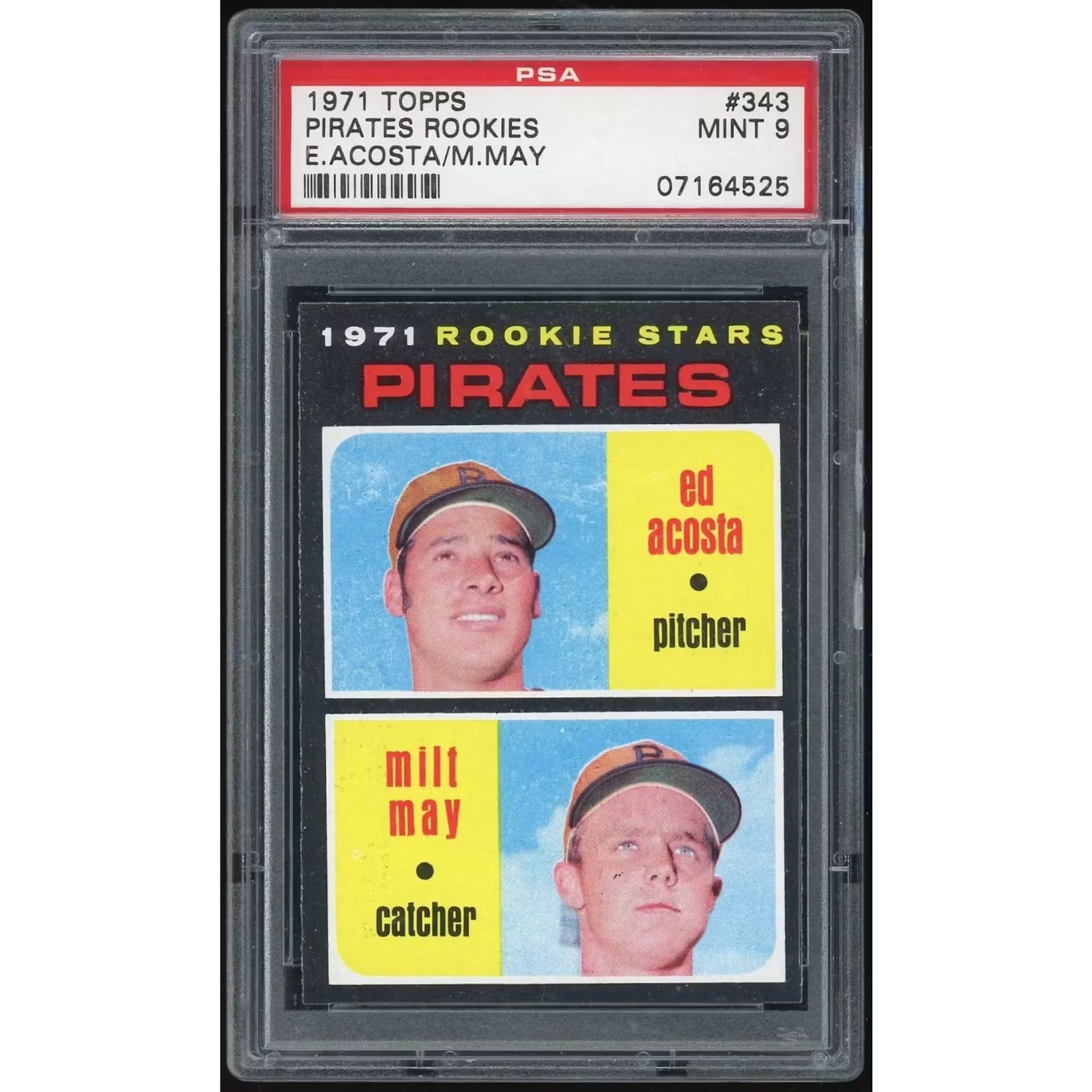1971 Topps #343 Ed Acosta/Milt May Rookie Card | PSA 9