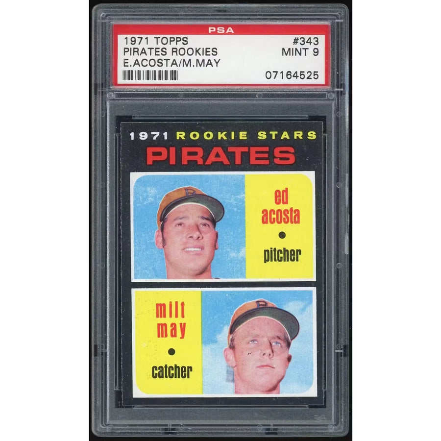 1971 Topps #343 Ed Acosta/Milt May Rookie Card | PSA 9