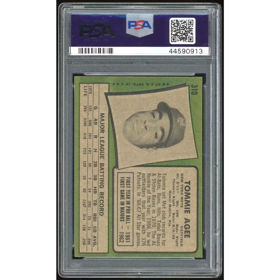 1971 Topps #310 Tommie Agee Baseball Card | PSA 9