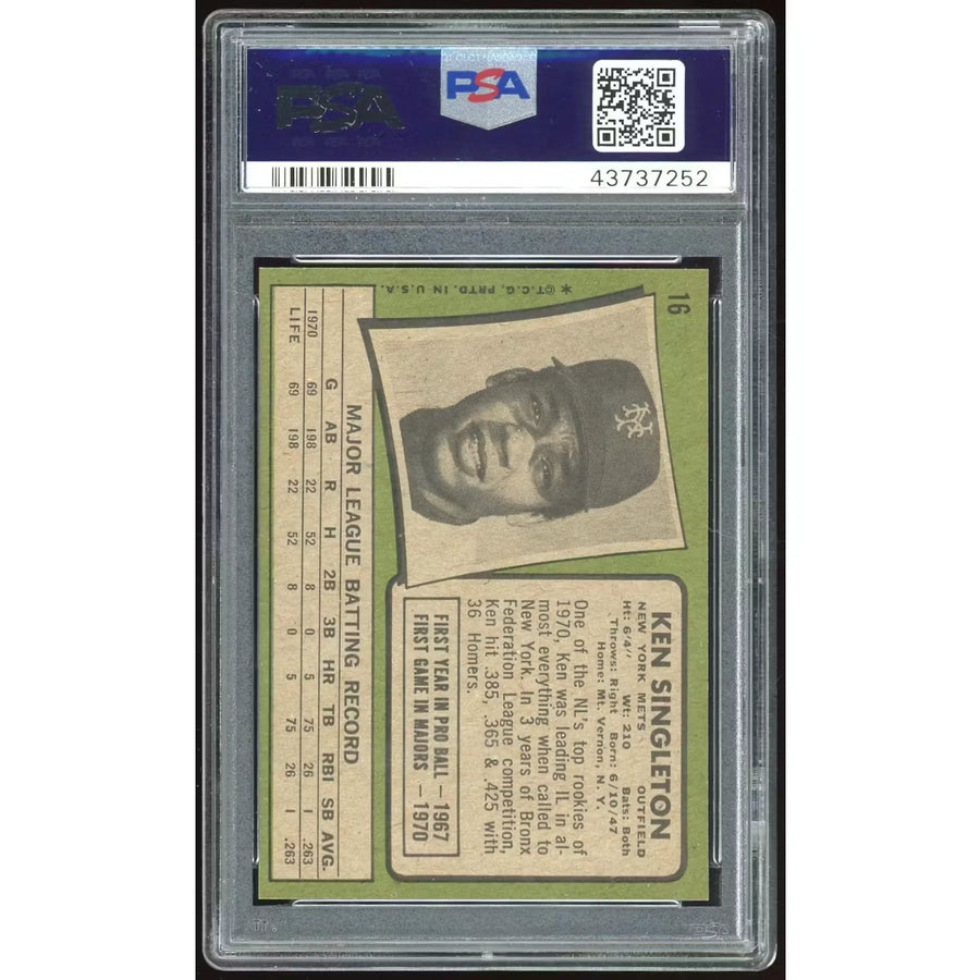 1971 Topps #16 Ken Singleton Rookie Card | PSA 9