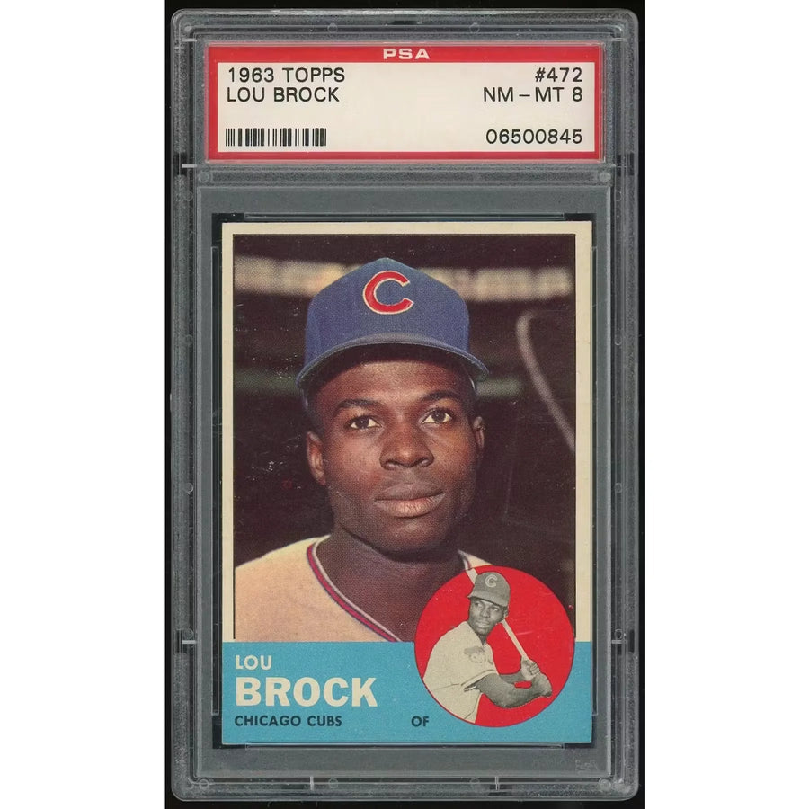 Lou Brock 1963 Topps #472 Baseball Card | PSA 8
