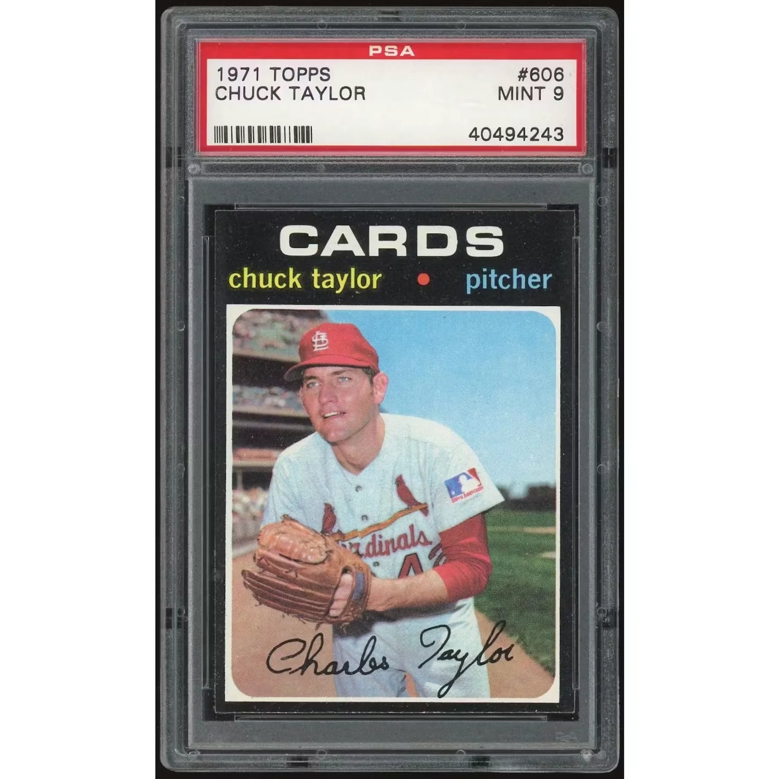 Chuck Taylor 1971 Topps #606 Baseball Card | PSA 9