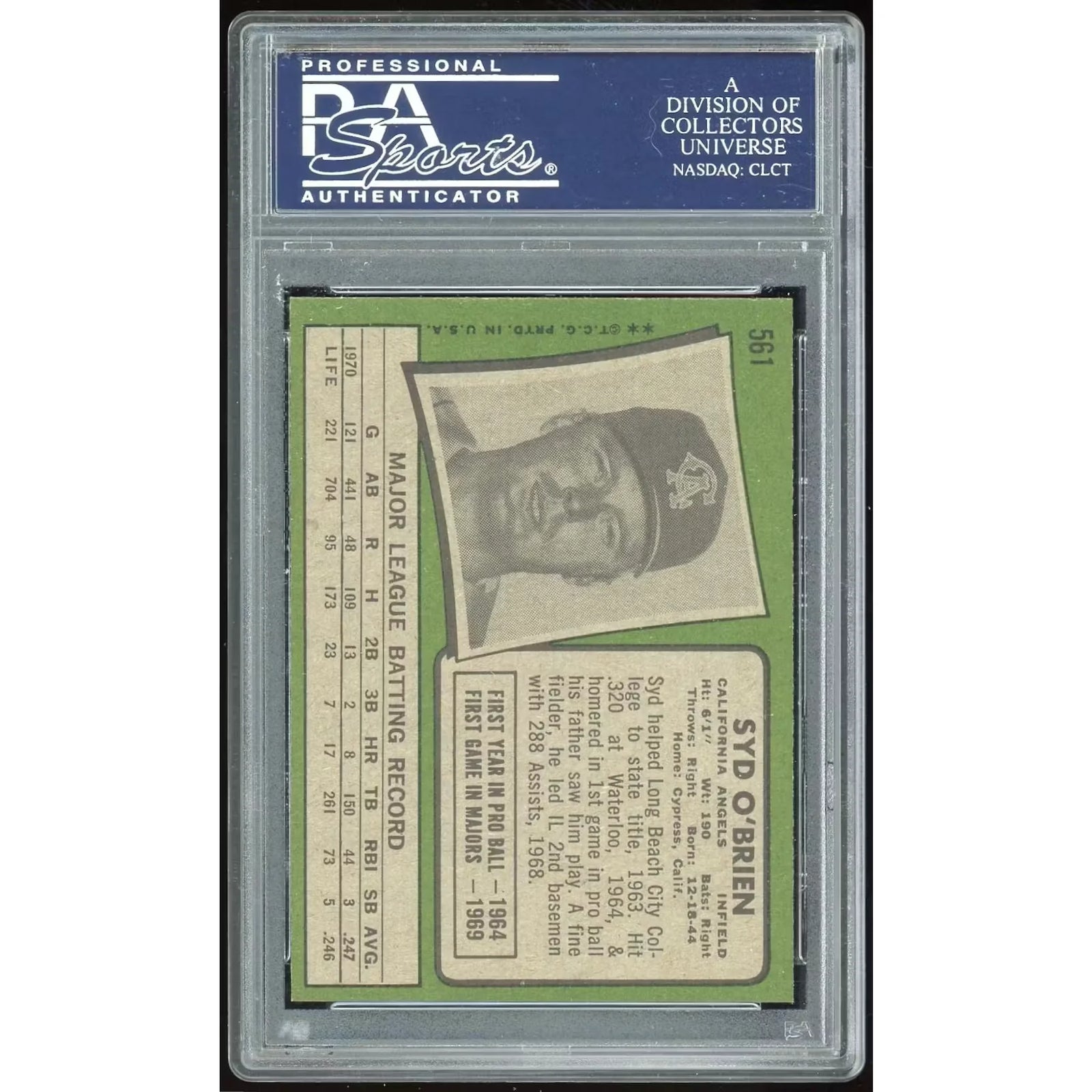 Syd O'Brien 1971 Topps #561 Baseball Card | PSA 8