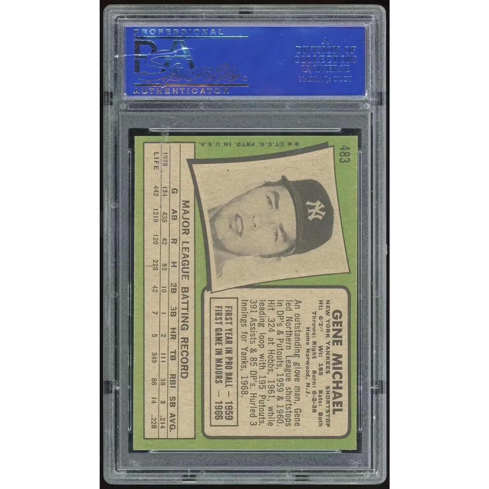 Gene Michael 1971 Topps #483 Baseball Card | PSA 9