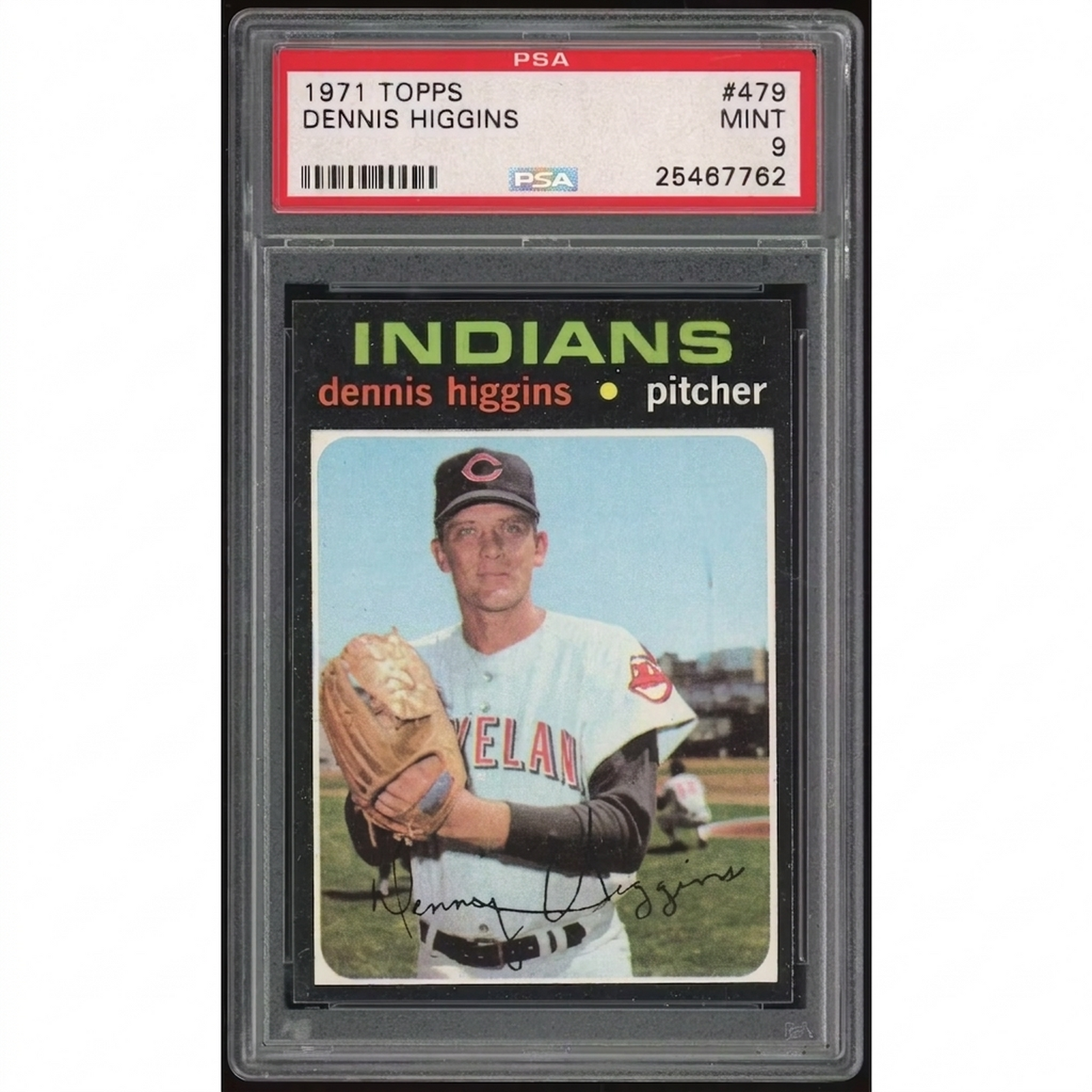 1971 Topps #479 Dennis Higgins Baseball Card | PSA 9