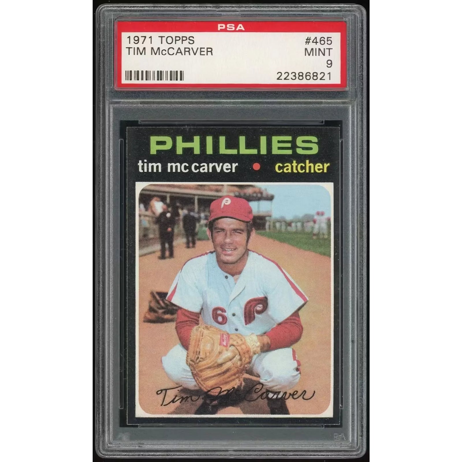 Tim McCarver 1971 Topps #465 Baseball Card | PSA 9