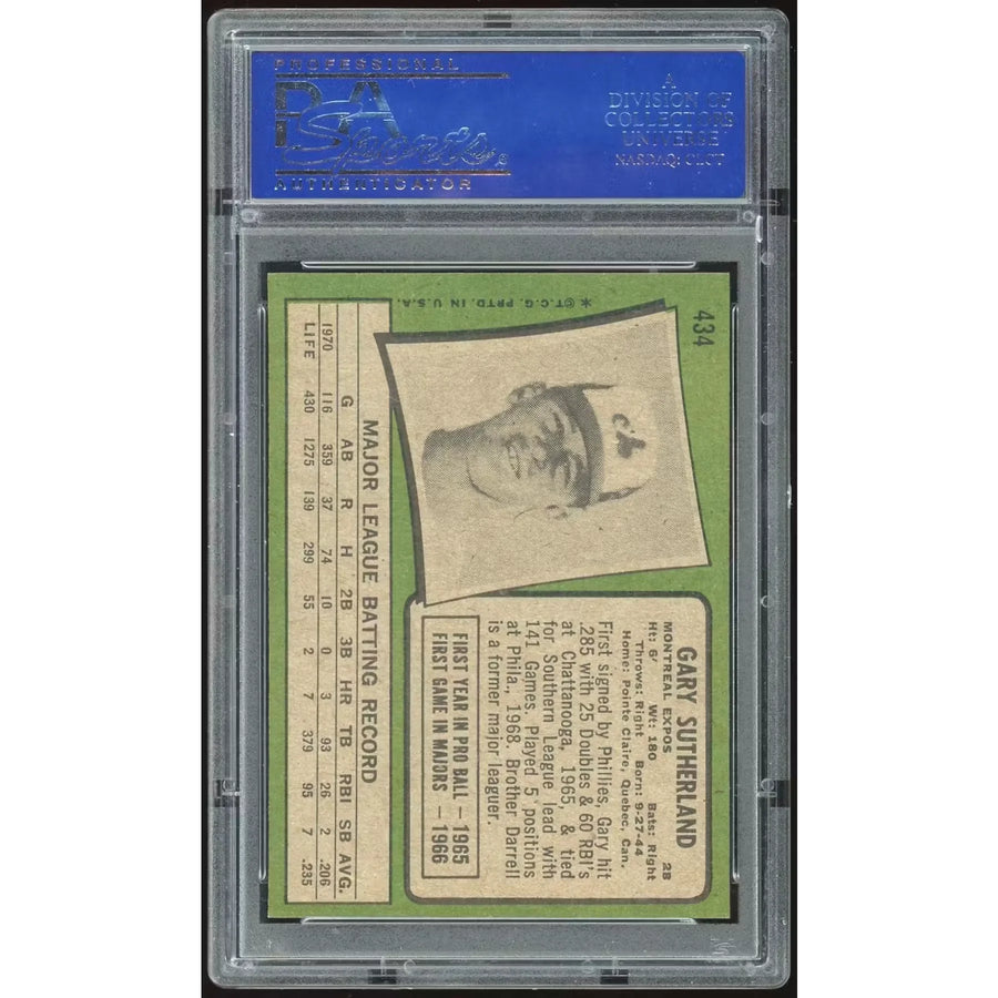 1971 Topps #434 Gary Sutherland Baseball Card | PSA 8 1954