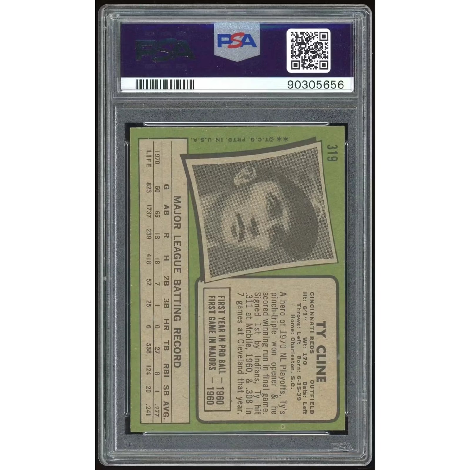 1971 Topps #319 Ty Cline Baseball Card | PSA 9
