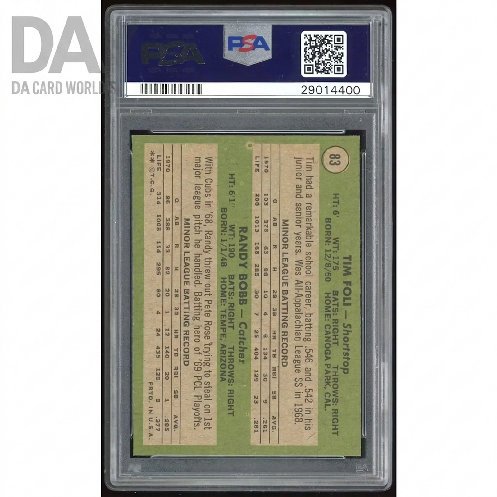 1971 Topps #83 Tim Foli/Randy Bobb Rookie Card | PSA 8