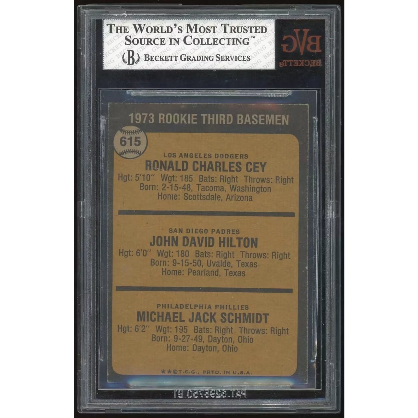 1973 Topps #615 Mike Schmidt Rookie Card | BVG 7