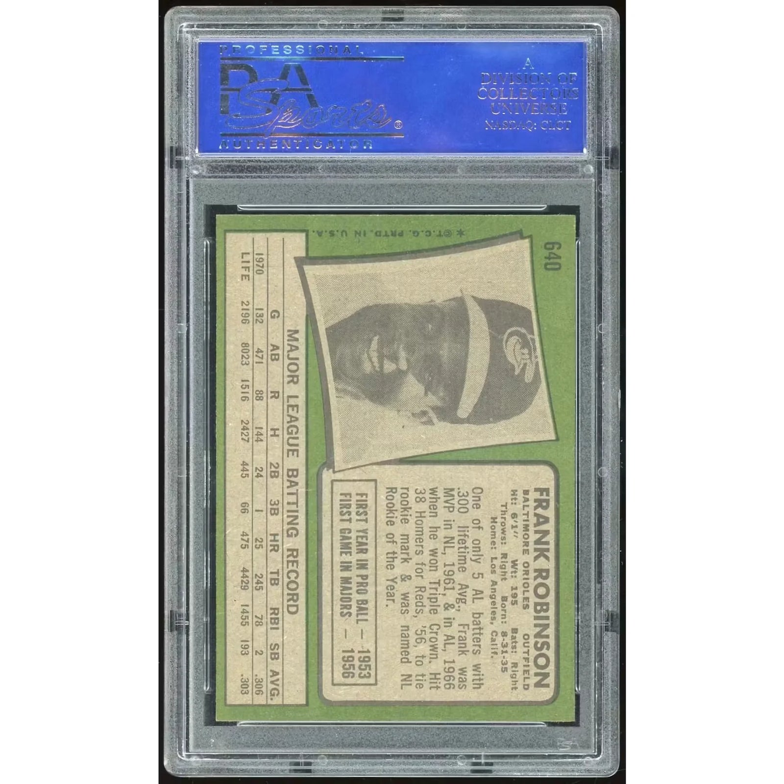 Frank Robinson 1971 Topps #640 Baseball Card | PSA 8