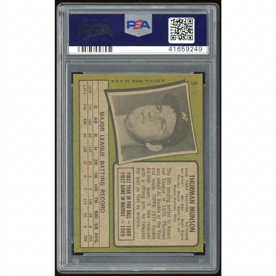 1971 Topps #5 Thurman Munson Baseball Card | PSA 6