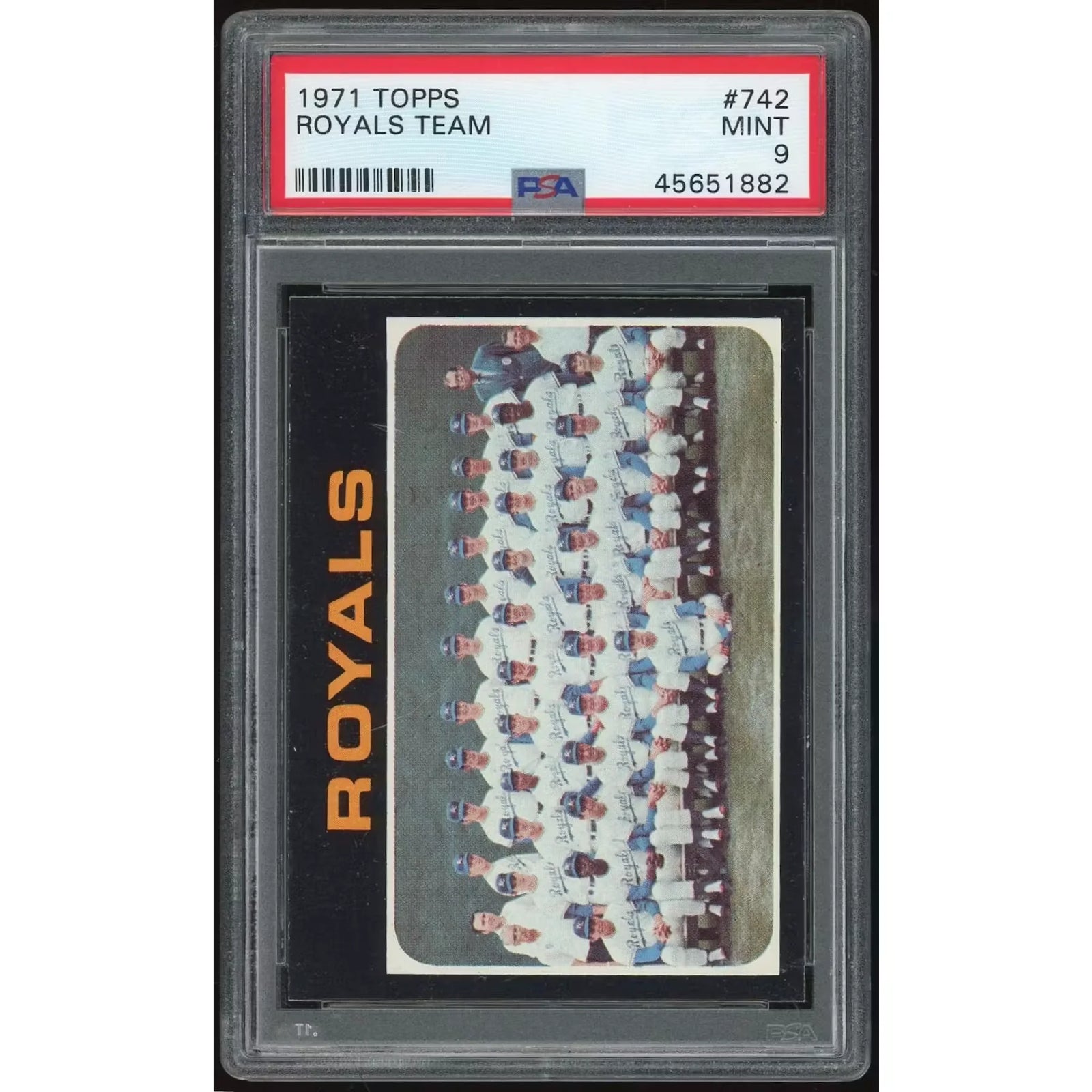 1971 Topps #742 Royals Team Card | PSA 9