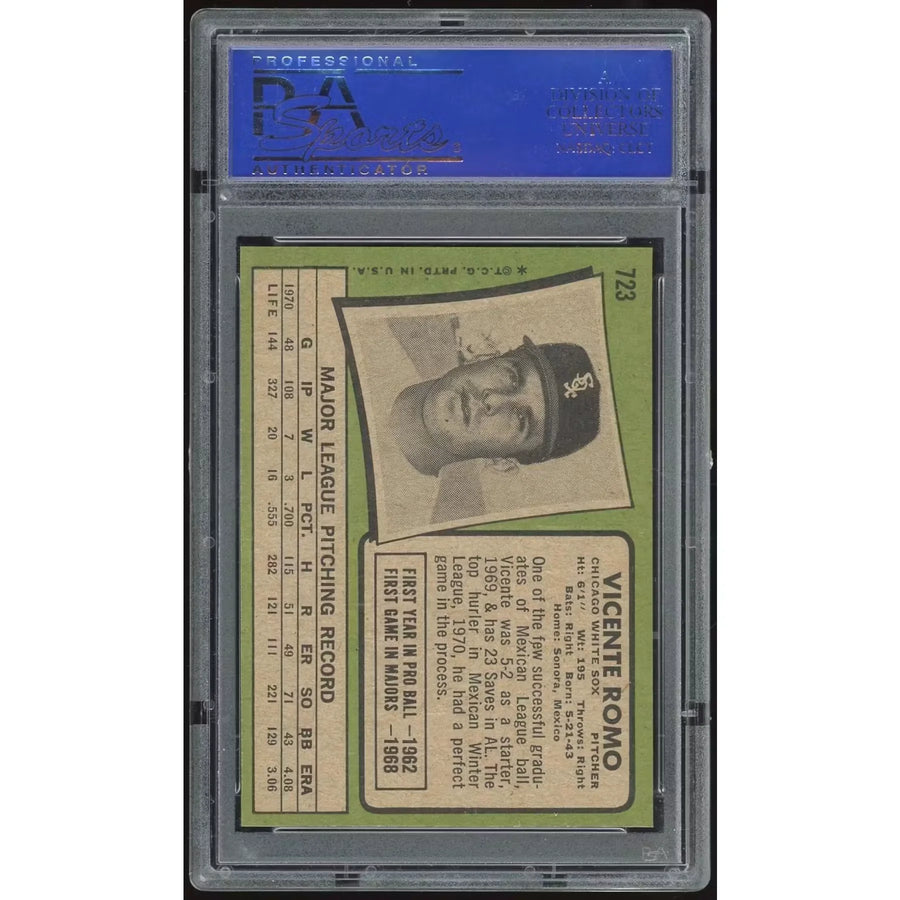 Vincente Romo 1971 Topps #723 Baseball Card | PSA 8