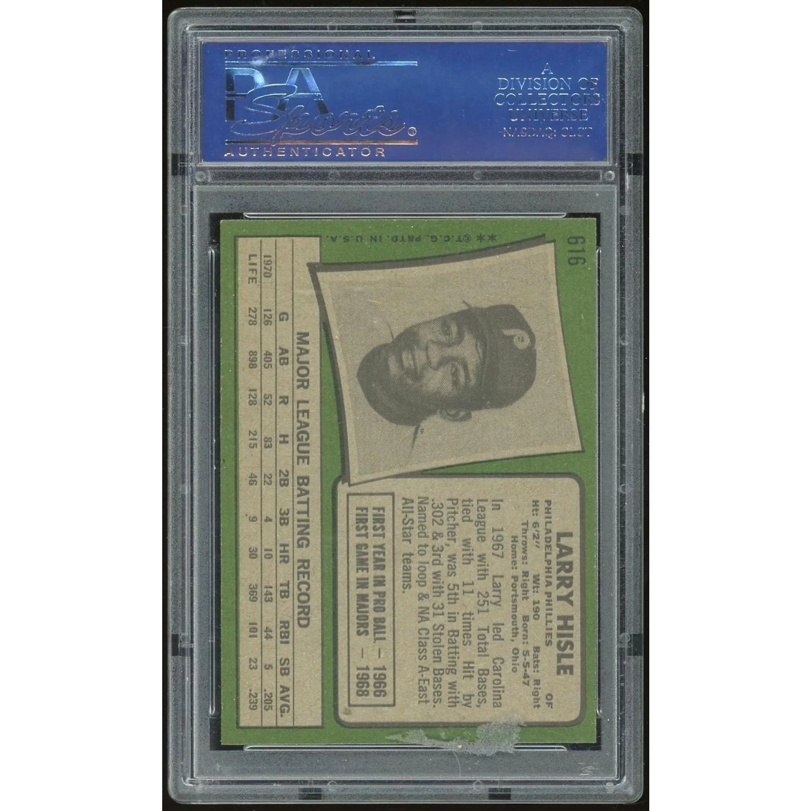 Larry Hisle 1971 Topps #616 Baseball Card | PSA 9
