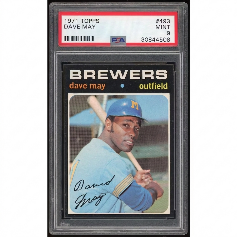 Dave May 1971 Topps #493 Baseball Card | PSA 9