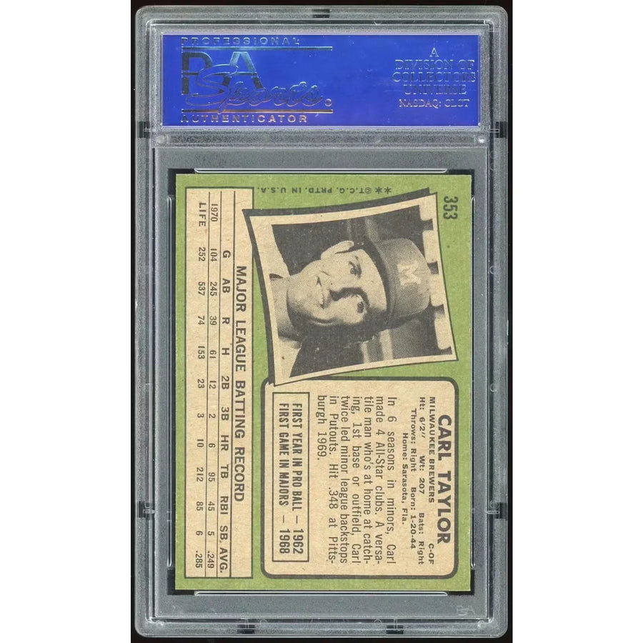 Carl Taylor 1971 Topps #353 Baseball Card | PSA 9