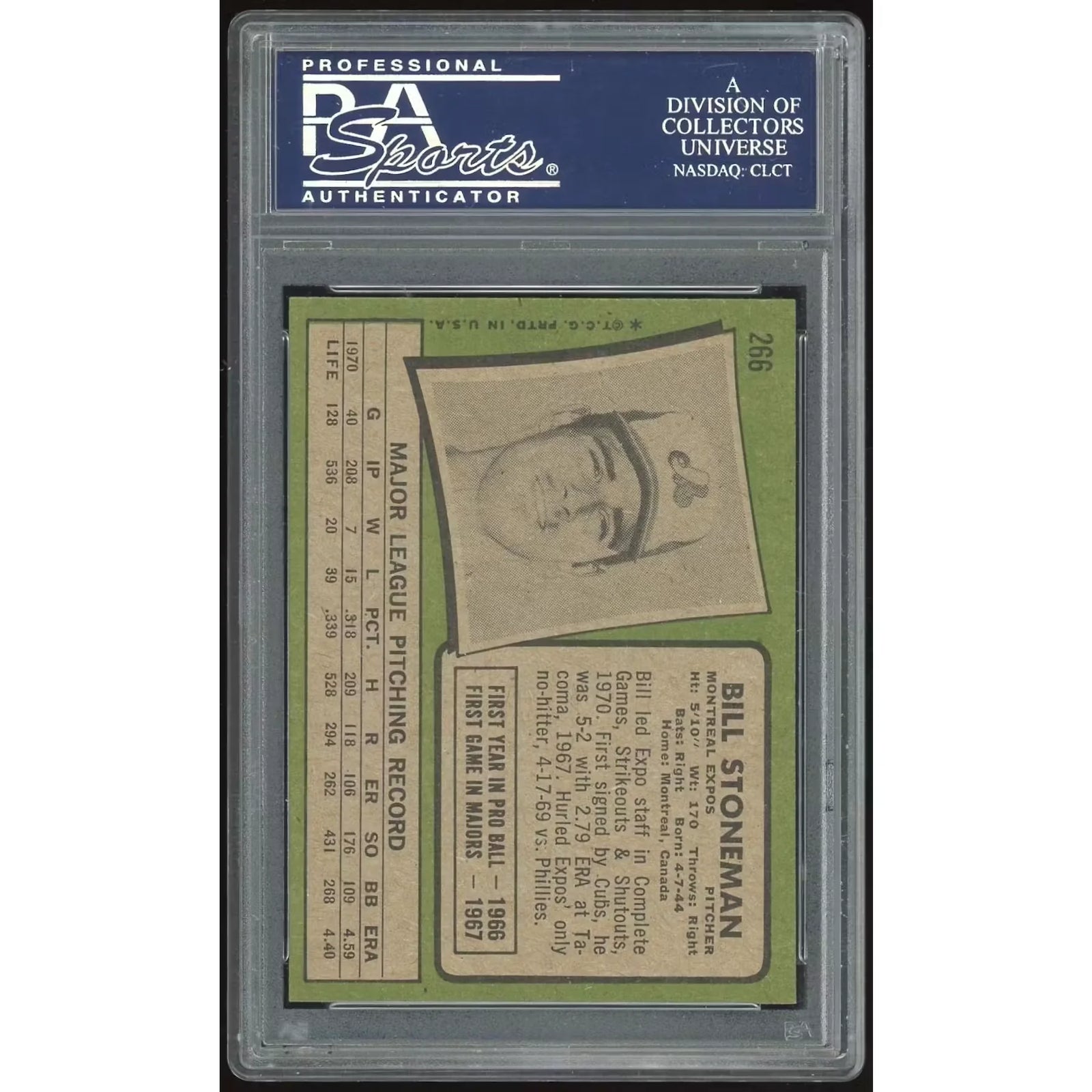Bill Stoneman 1971 Topps #266 Baseball Card | PSA 9