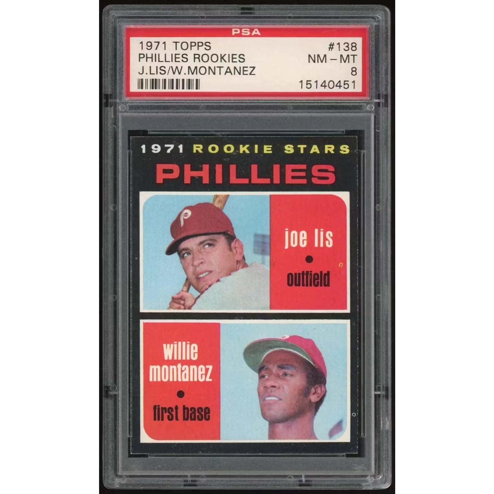 1971 Topps #138 Joe Lis/Willie Montanez Rookie Card | PSA 8