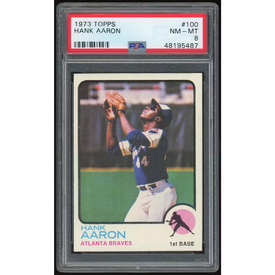 1973 Topps #100 Hank Aaron Baseball Card | PSA 8