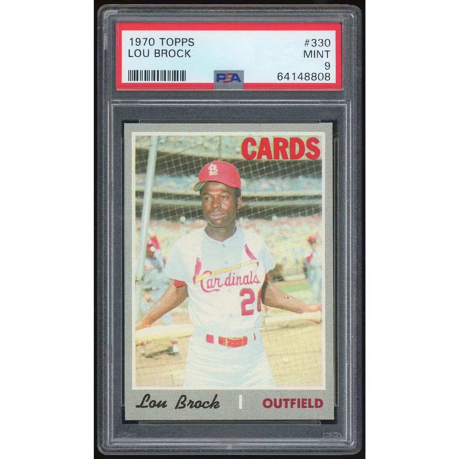 Lou Brock 1970 Topps #330 Baseball Card | PSA 9