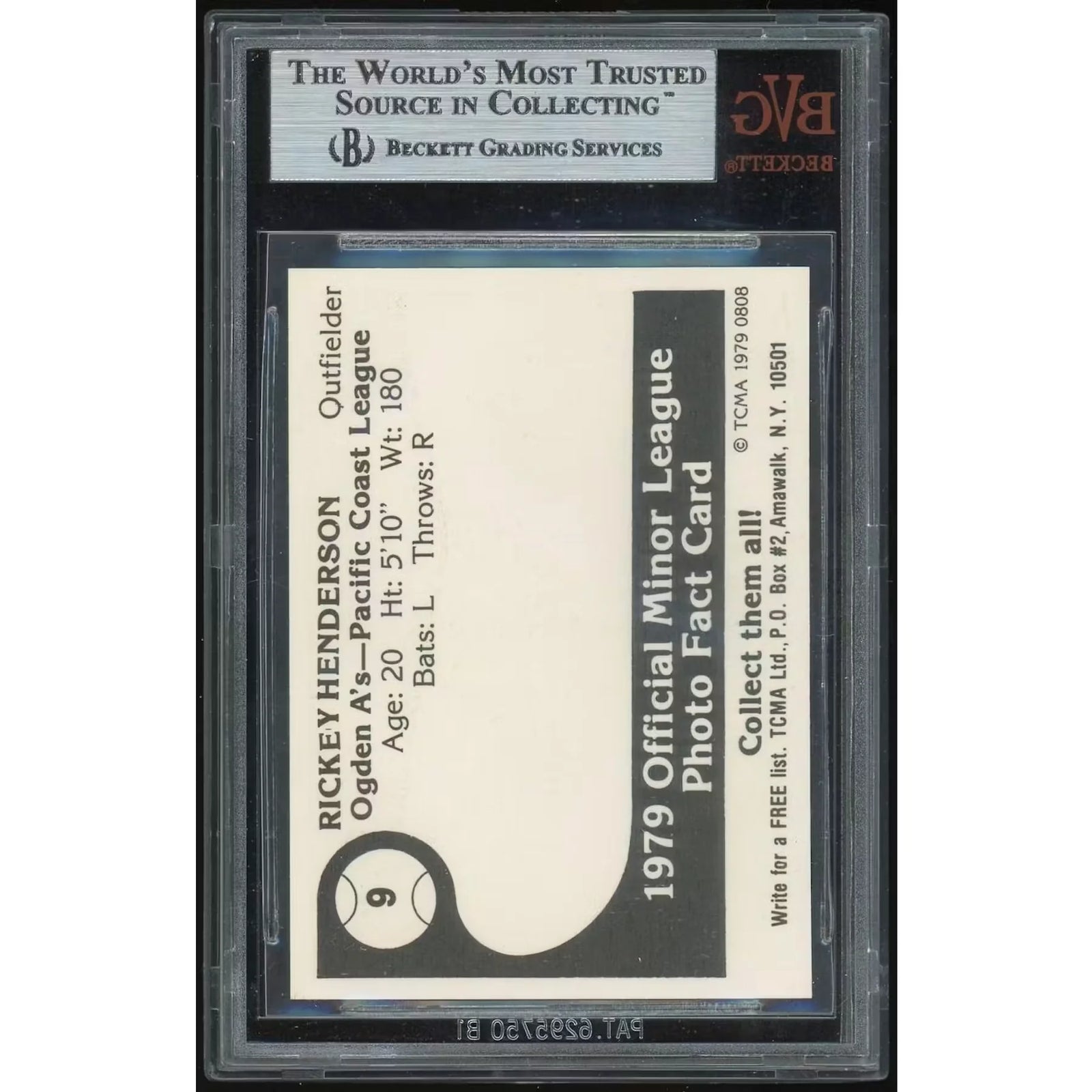 Rickey Henderson 1979 TCMA Ogden #9 Card | BVG 9