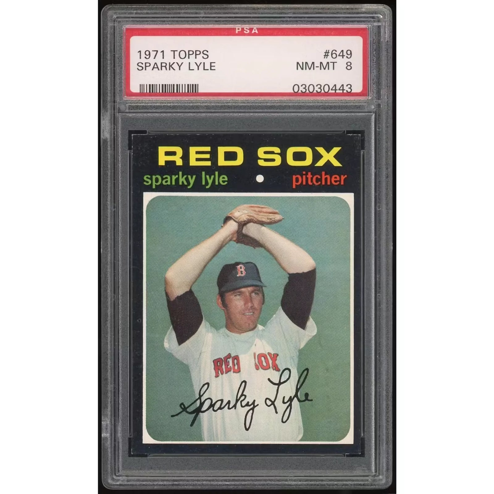 1971 Topps #649 Sparky Lyle Baseball Card | PSA 8