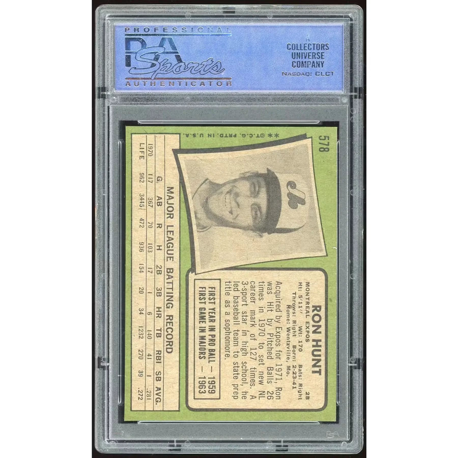 Ron Hunt 1971 Topps #578 Baseball Card | PSA 9