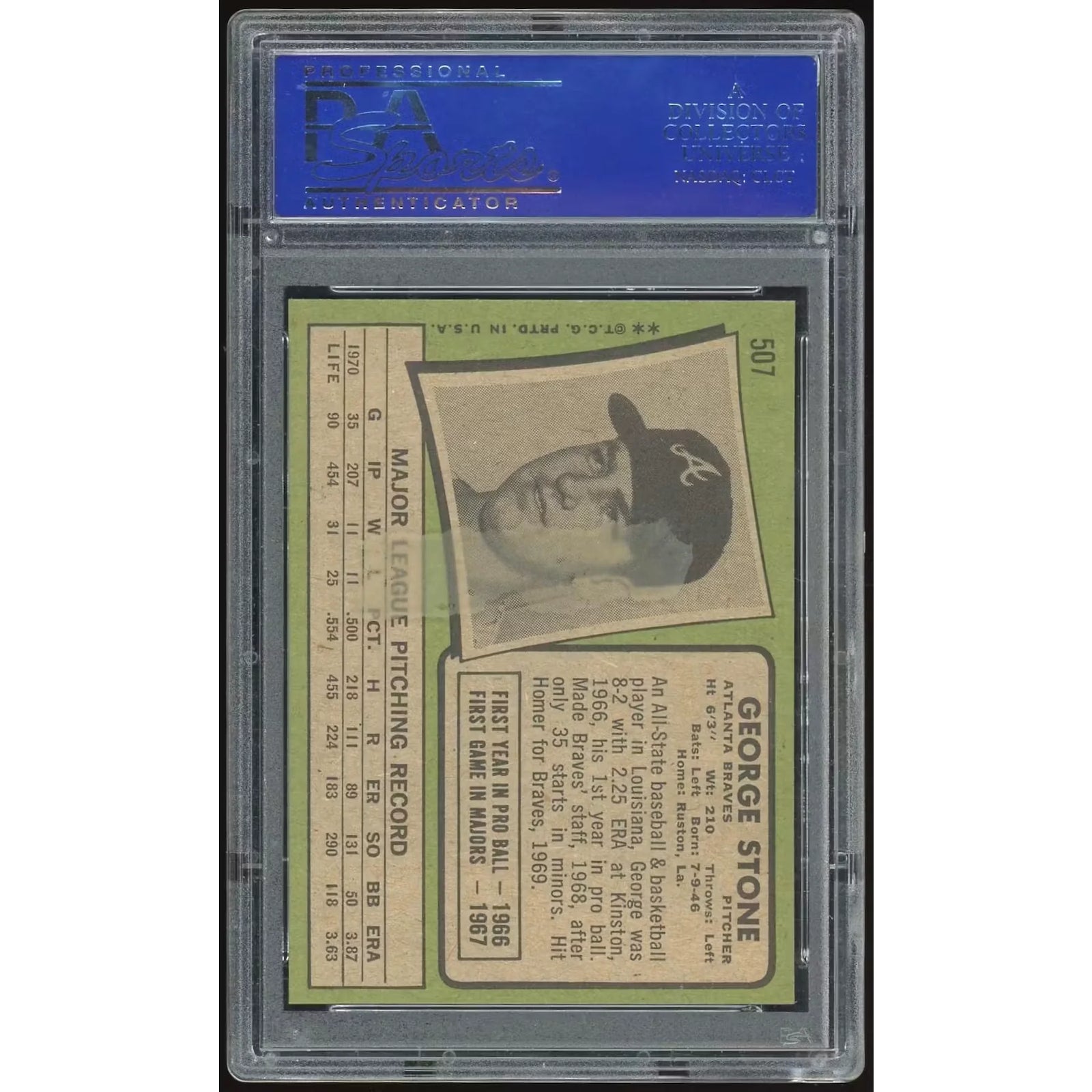 George Stone 1971 Topps #507 Baseball Card | PSA 9